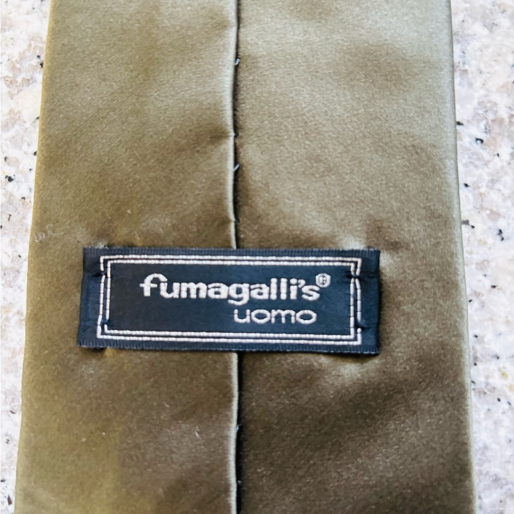 FUMAGALLI’S Men’s Classic Black Olive Green Tie, See measurements - Picture 4 of 4